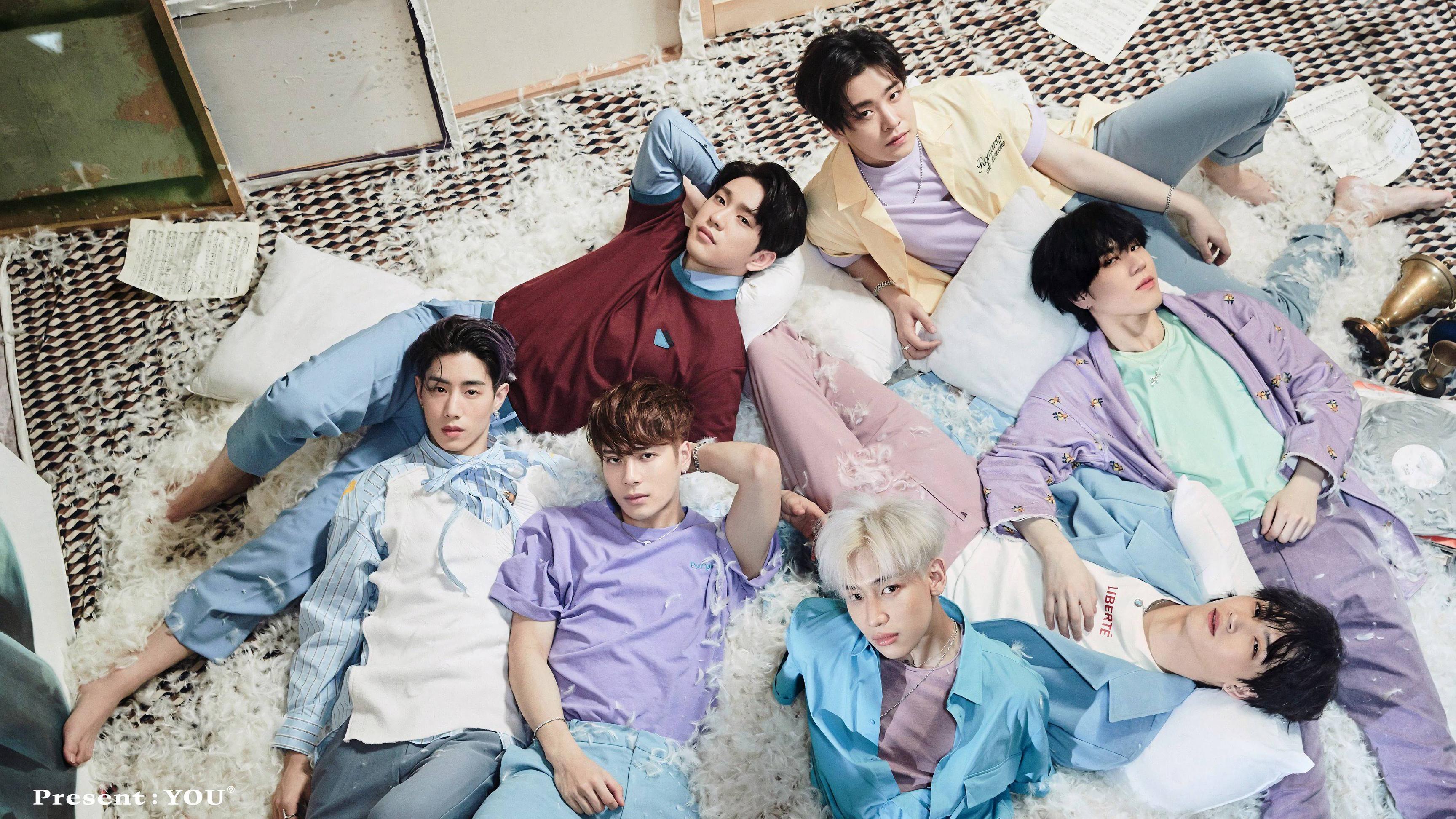 Gruppo GOT7 sdraiato cuscini, 3840x2160 UHD, PC 4K