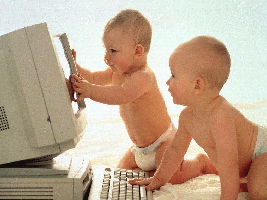 Bambini con computer vintage, 1024x768 HD, PC