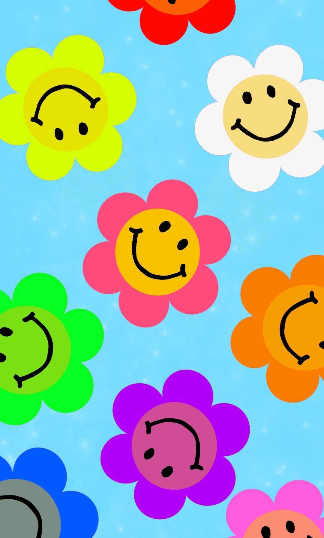 Fiori sorridenti colorati, 1080x1794 Verticale, Telefono