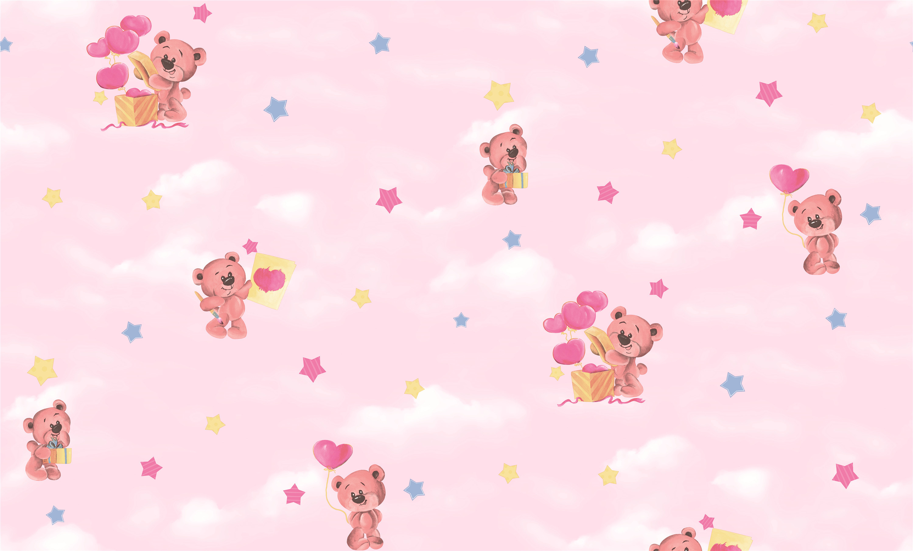 Orsetti rosa con palloncini cuore, 3000x1811 2K+, PC