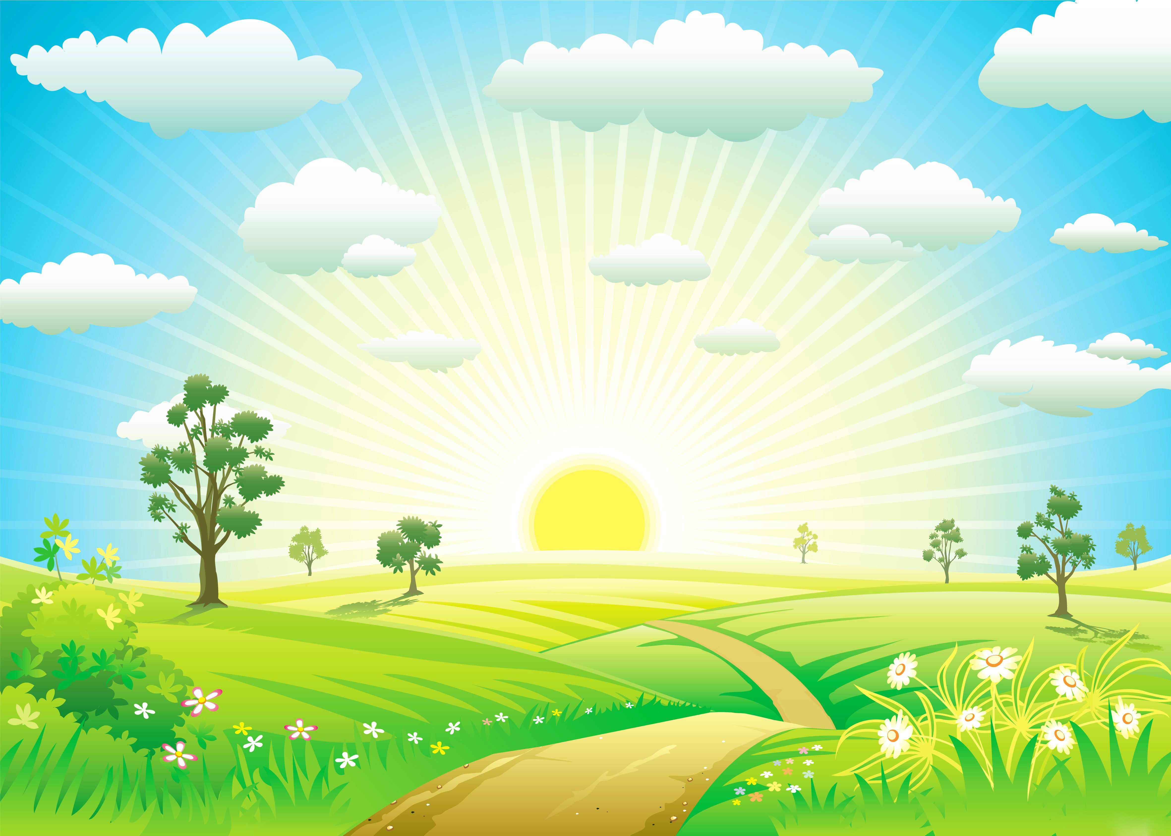 paesaggio cartoon prato sole, 4724x3375 4K Ultra HD, Monitor 4K