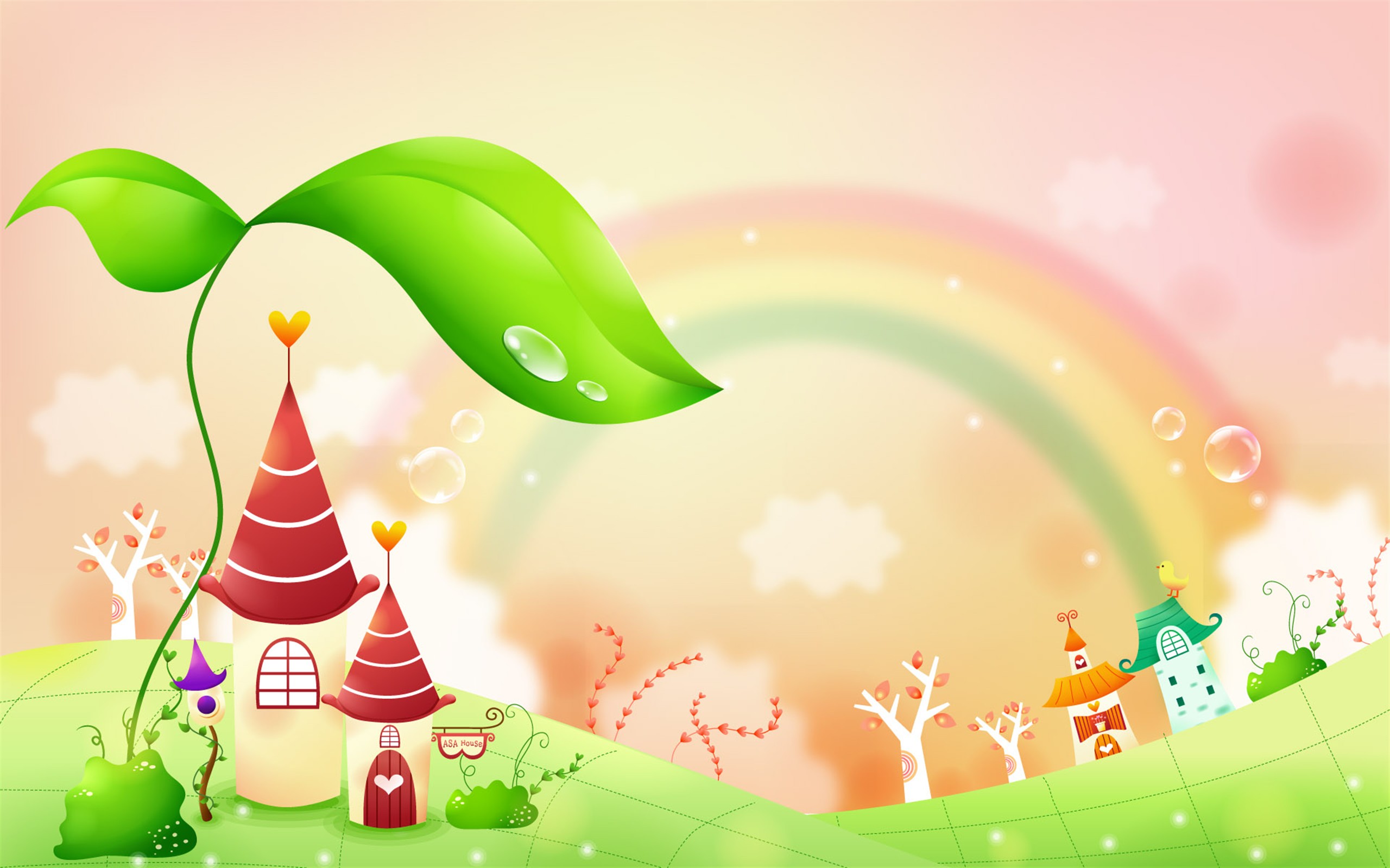 Villaggio fiabesco arcobaleno bambini, 2560x1600 2K, PC