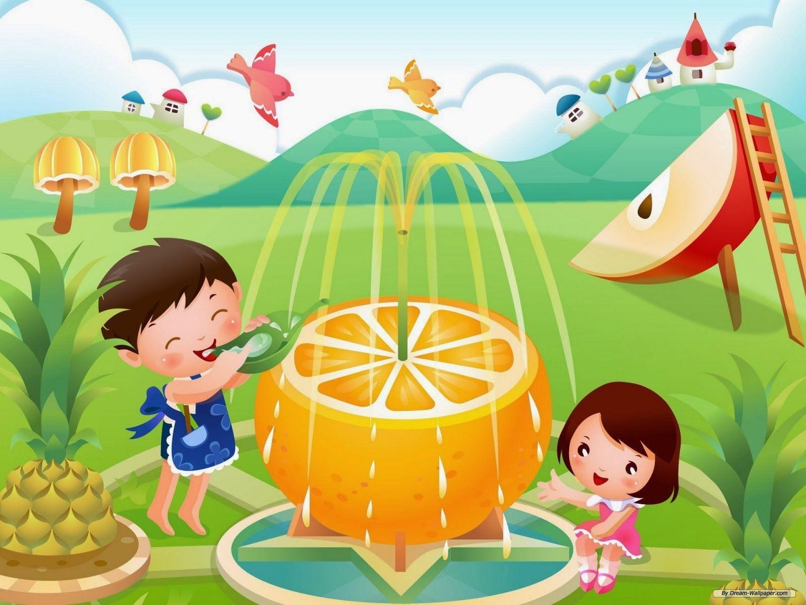 Bambini cartoon fontana arancia, 1600x1200 HD Ready, Laptop