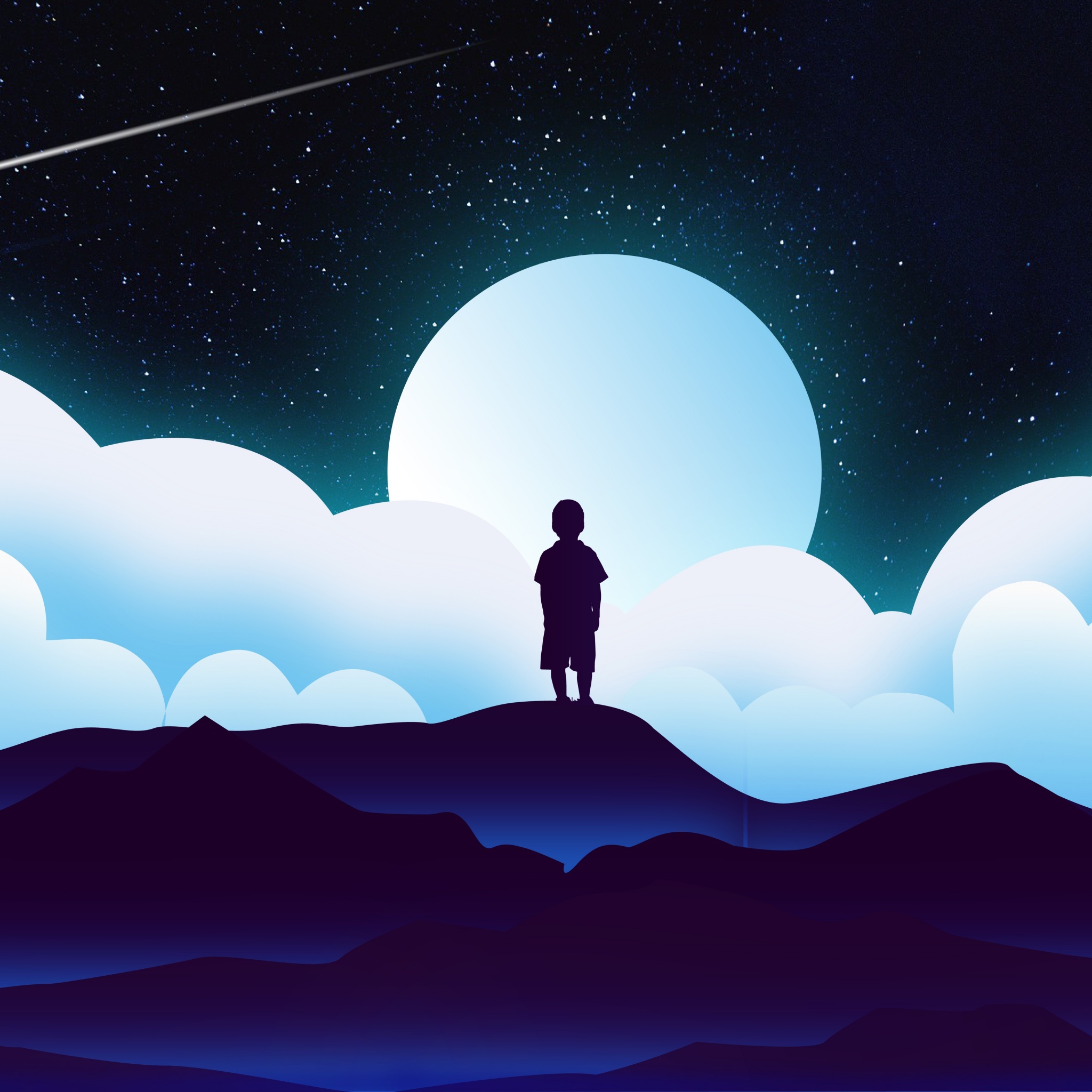 Bambino silhouette luna notte, 2048x2048 Hi-Res, Laptop