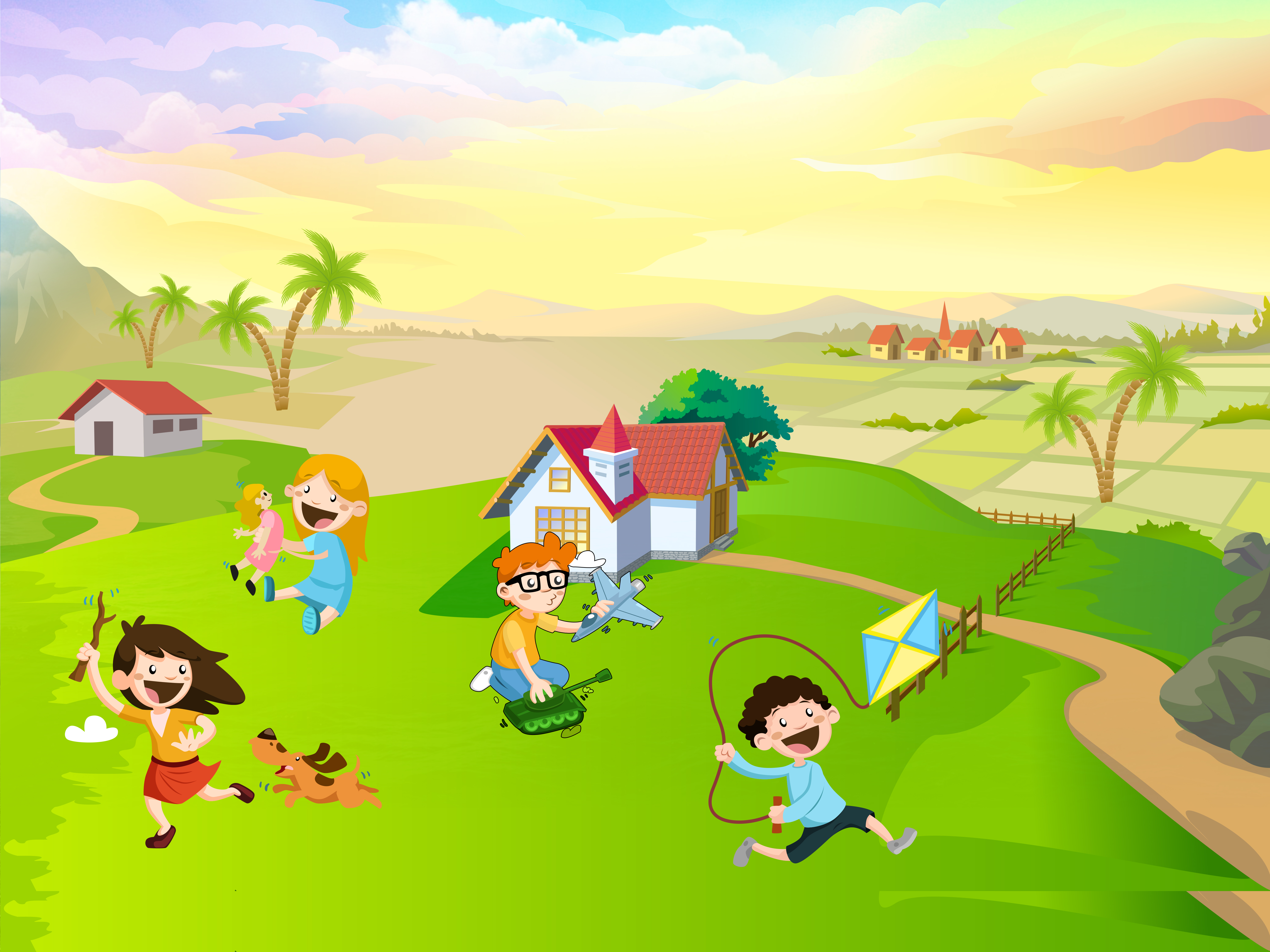 Bambini che giocano in campagna, 6000x4500 4K Ultra HD, Smart TV 4K