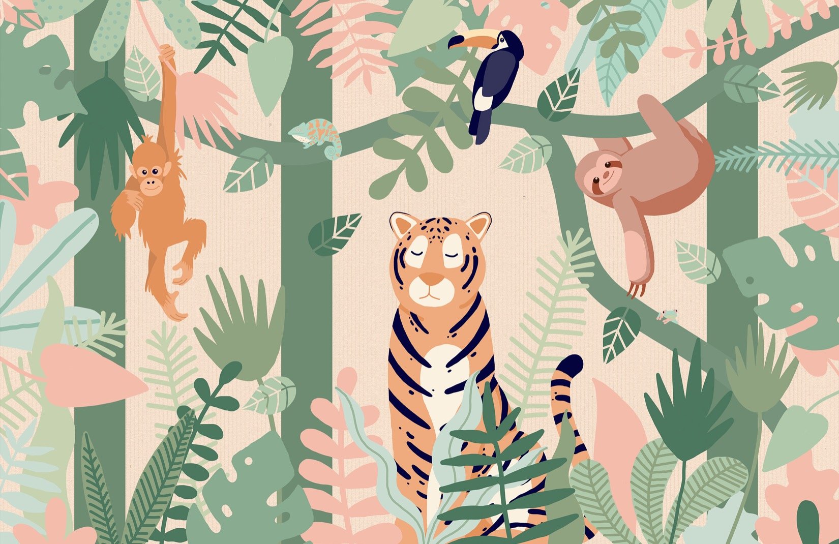 Animali giungla tigre bradipo scimmia, 1650x1070 HD, Desktop