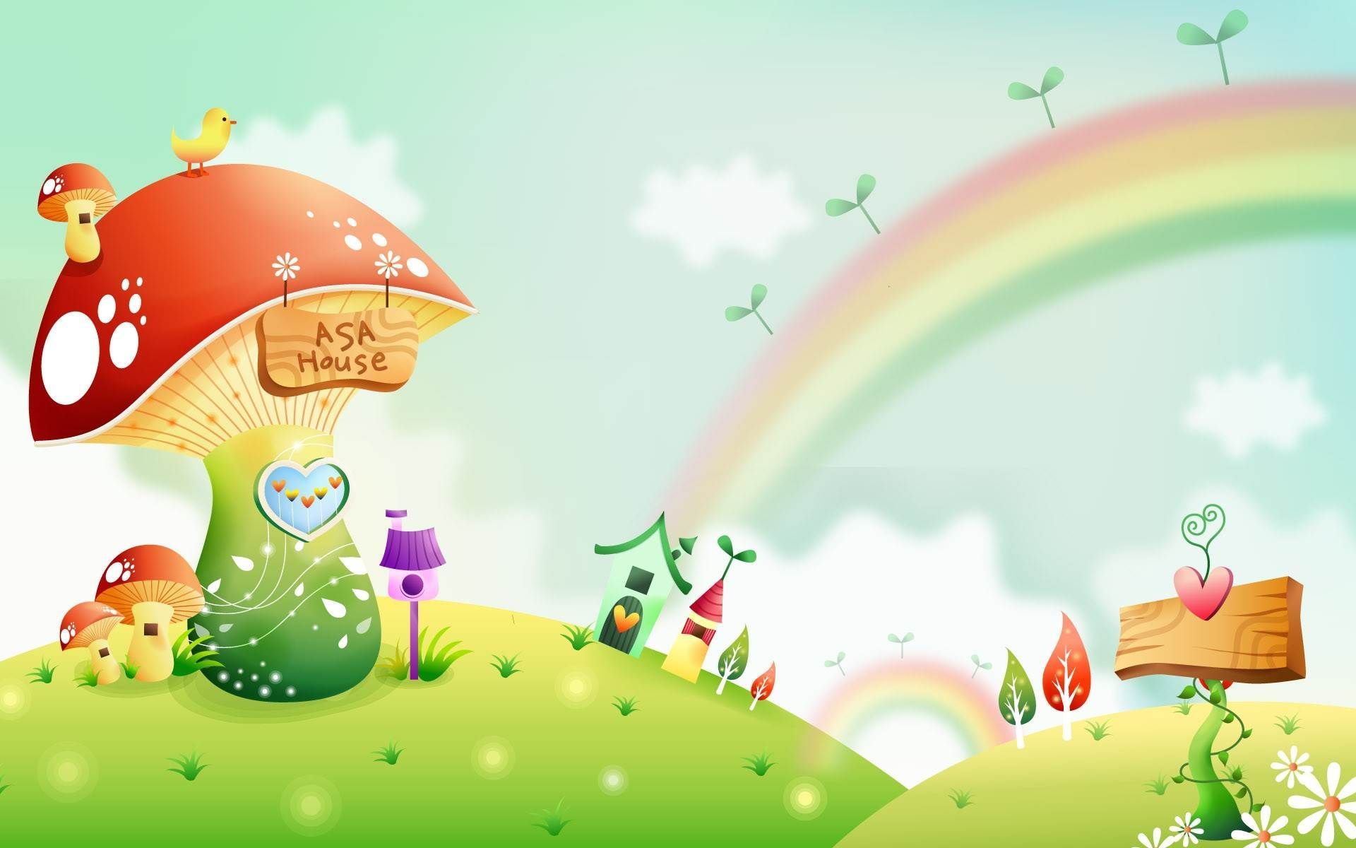 Casa fungo arcobaleno cartone, 1920x1200 WUXGA, PC