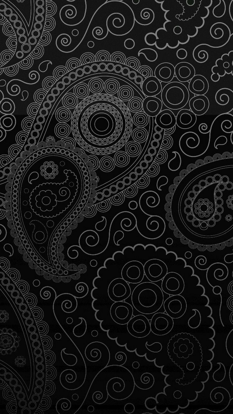 Motivo paisley nero, 750x1334 Verticale, Mobile