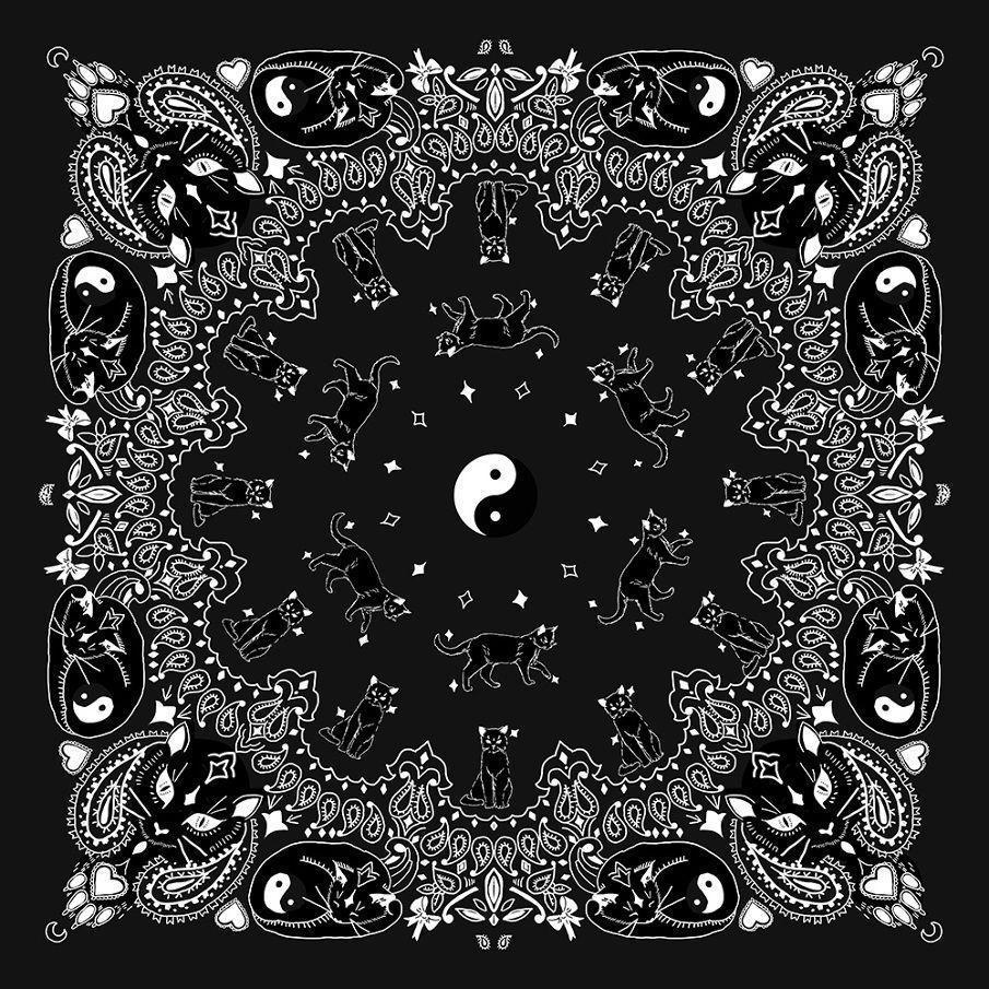 Bandana nera con gatti yin-yang, 905x905 HD, Desktop