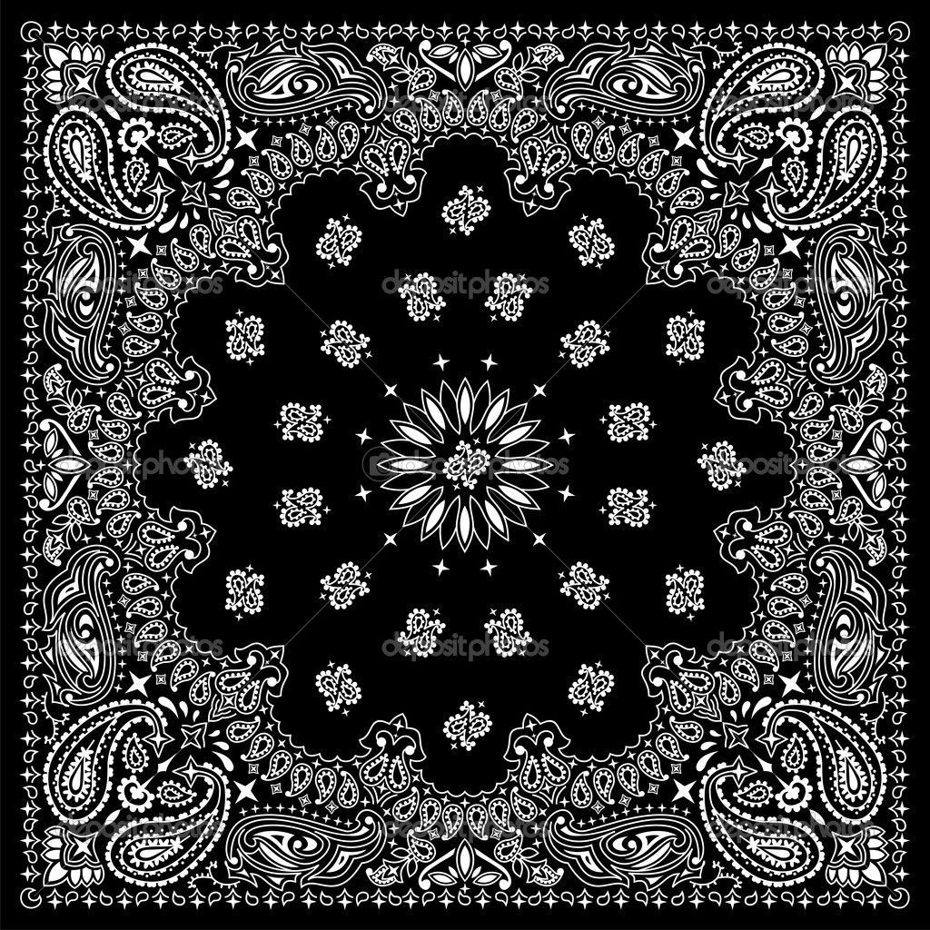 Bandana paisley bianco e nero, 1024x1024 HD, Desktop