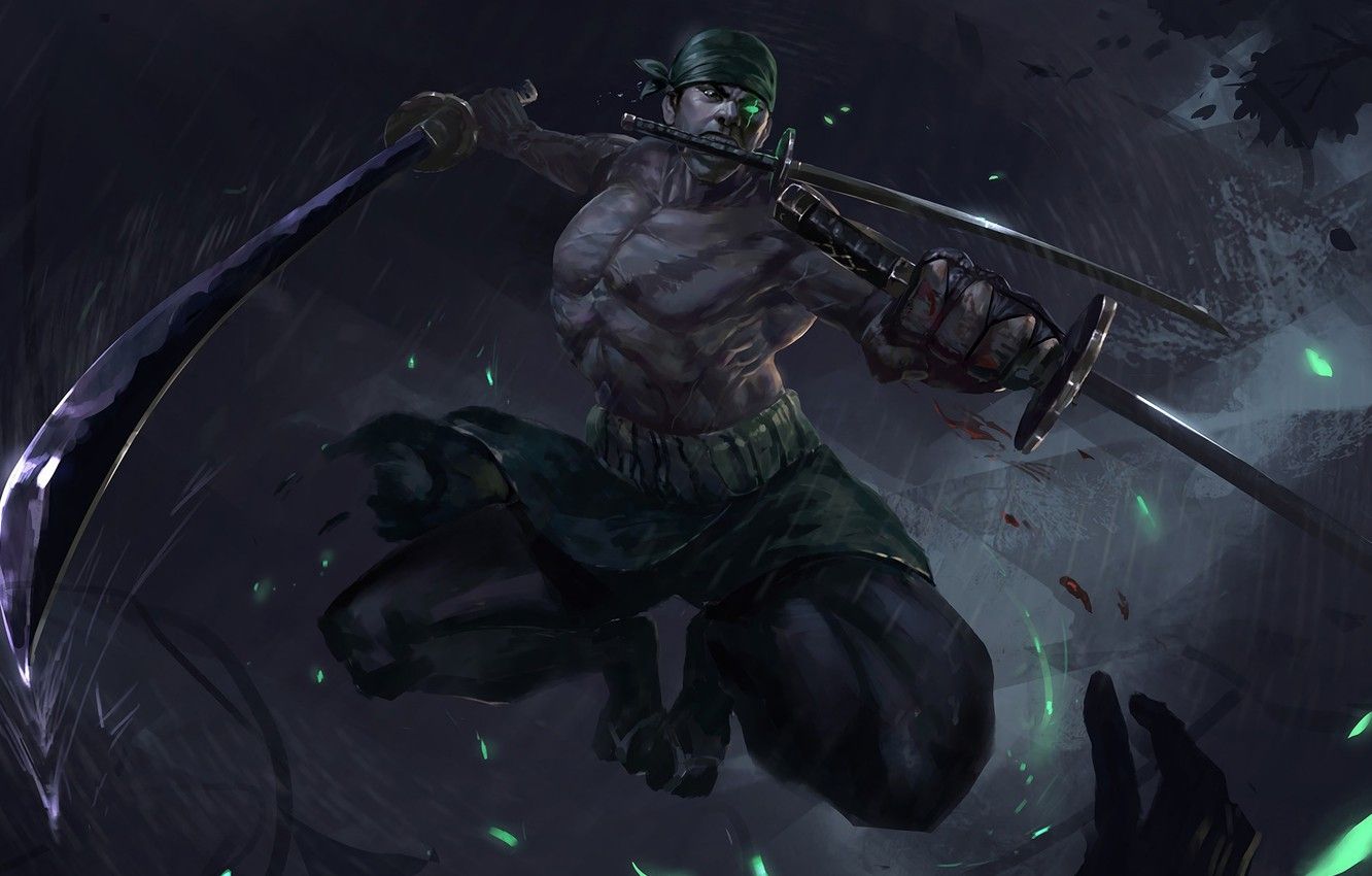Zoro One Piece bandana verde, Eiichiro Oda, 1332x850 720p, Laptop