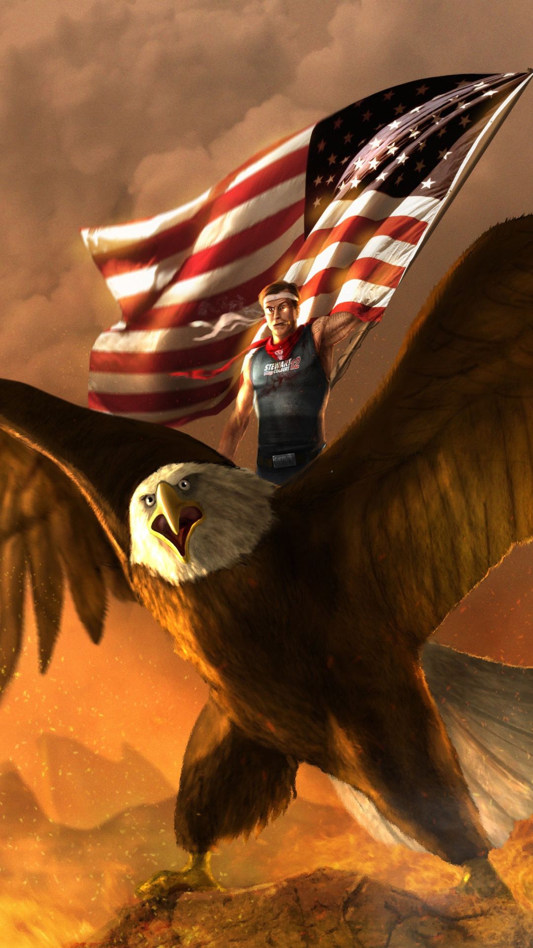 Bandiera americana al vento, 1080x1920 Verticale, iPhone Air