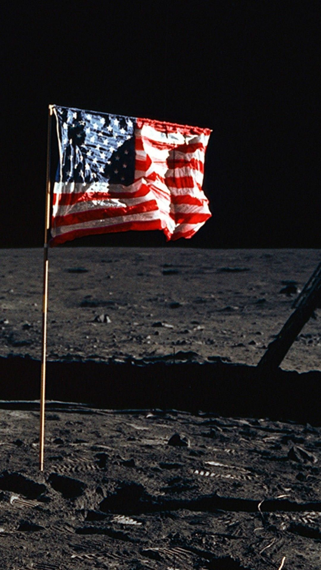 Bandiera americana sulla Luna, 1080x1920 Verticale, iPhone Plus
