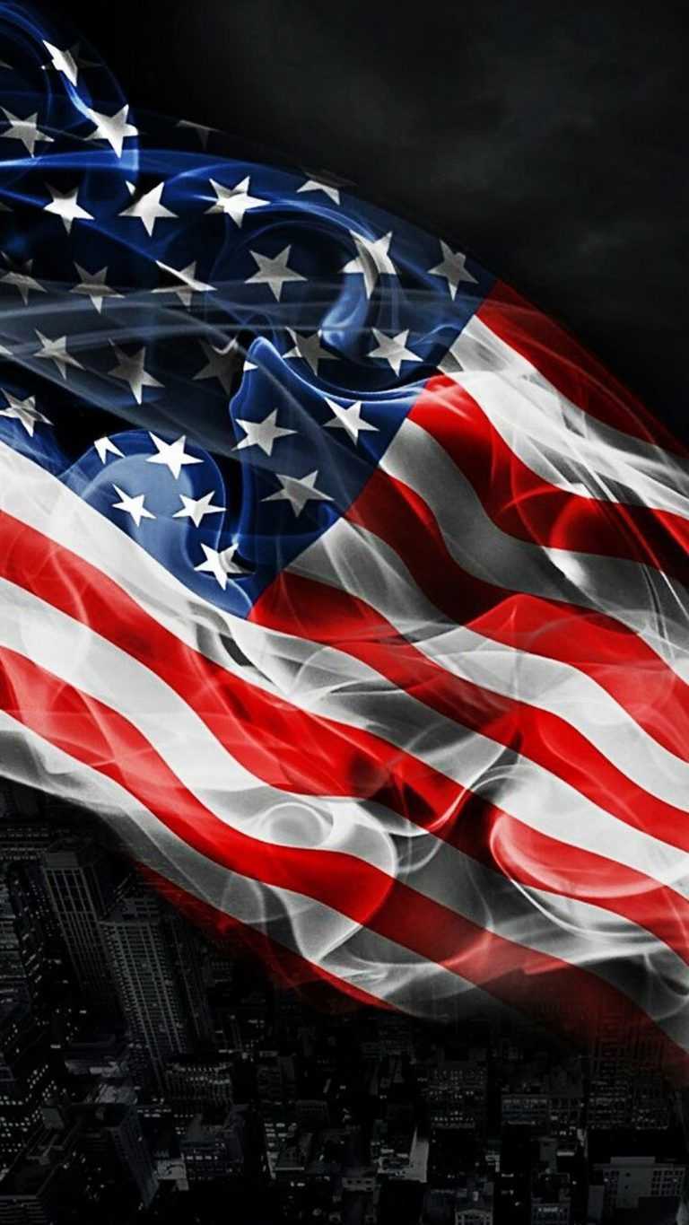 Bandiera americana sventolante scura, 768x1365 Verticale, Telefono