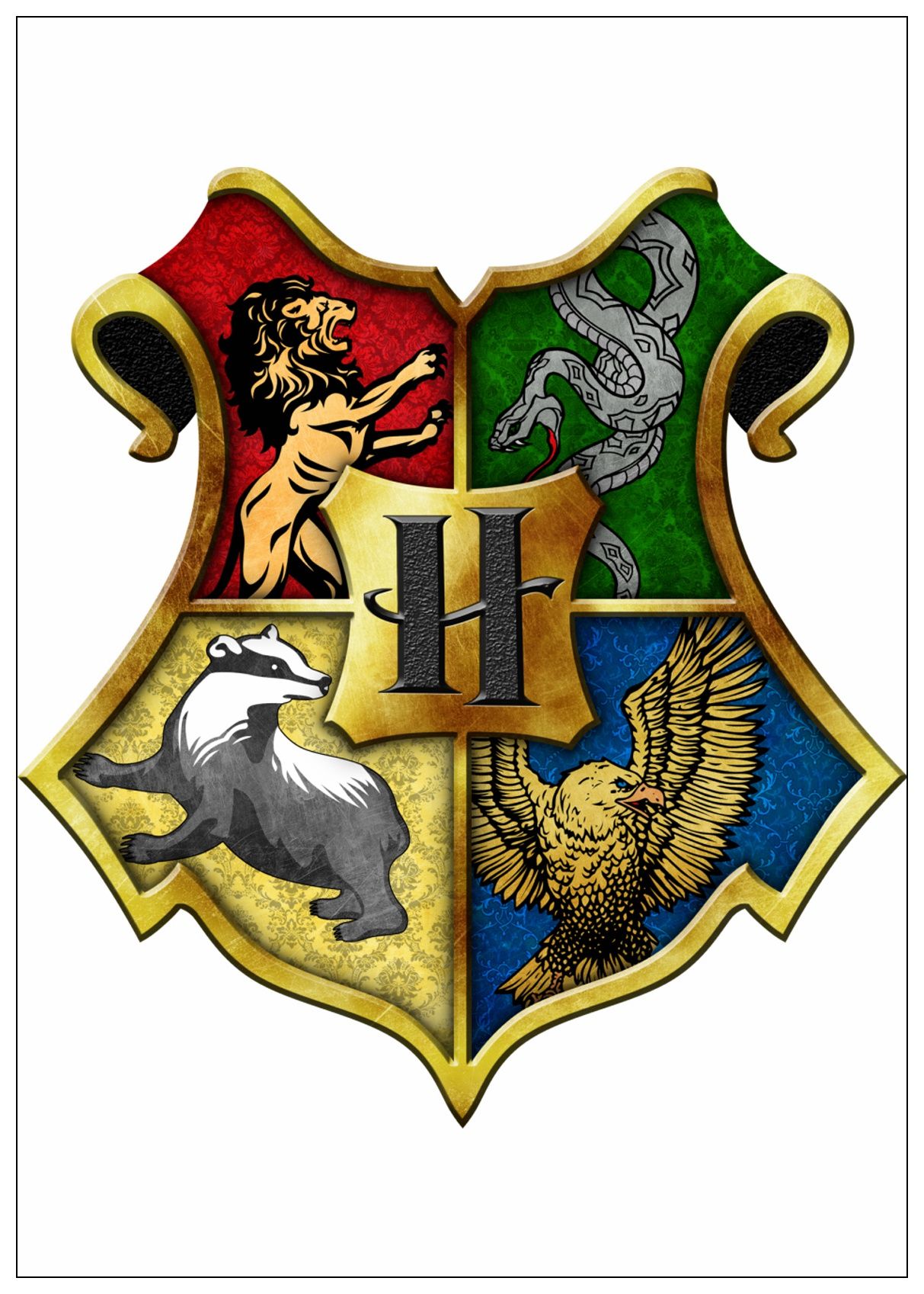 Stemma Hogwarts quattro case, 1213x1697 Verticale, Mobile