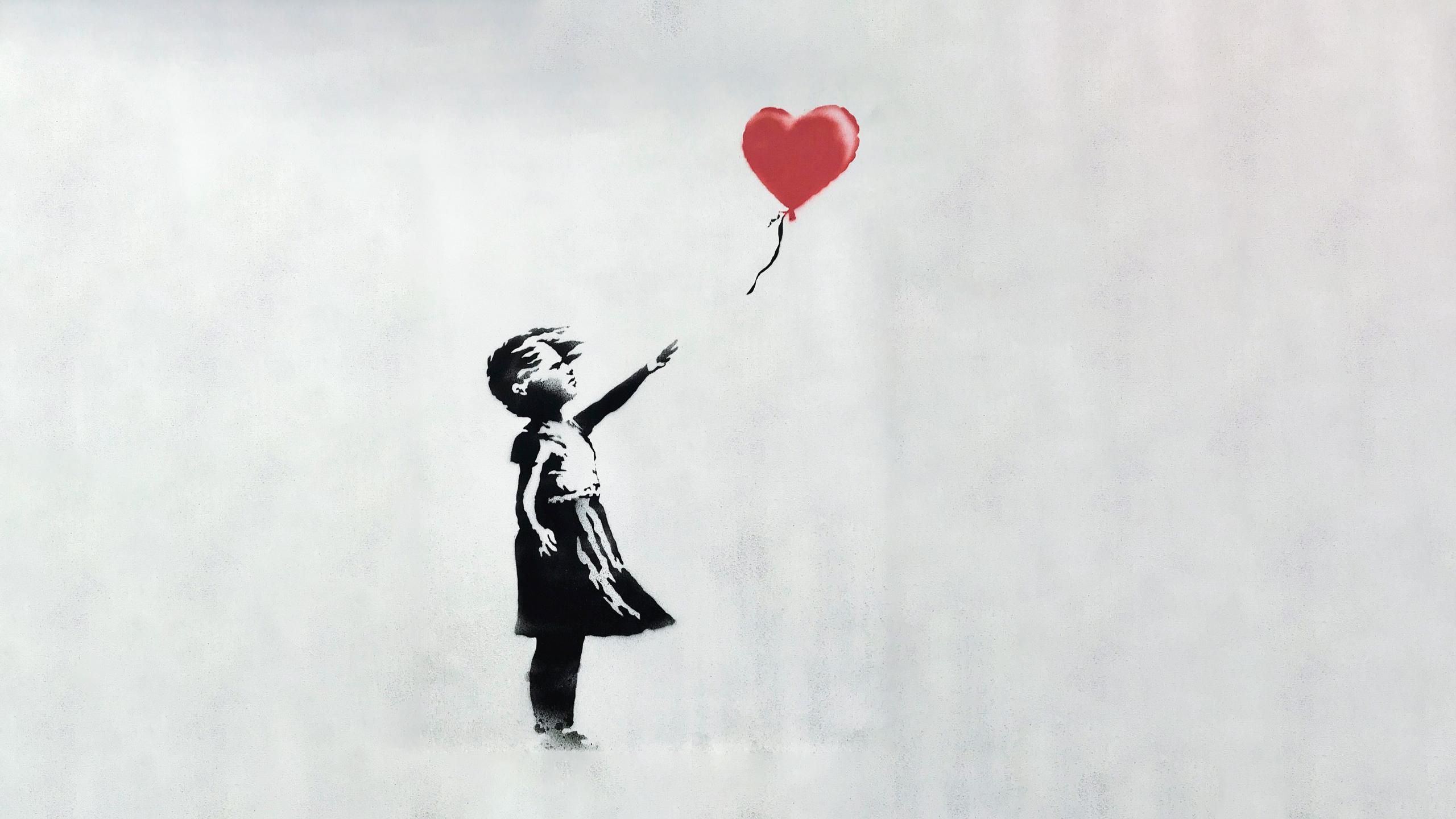 Ragazza con palloncino cuore Banksy, 2560x1440 2K, Desktop