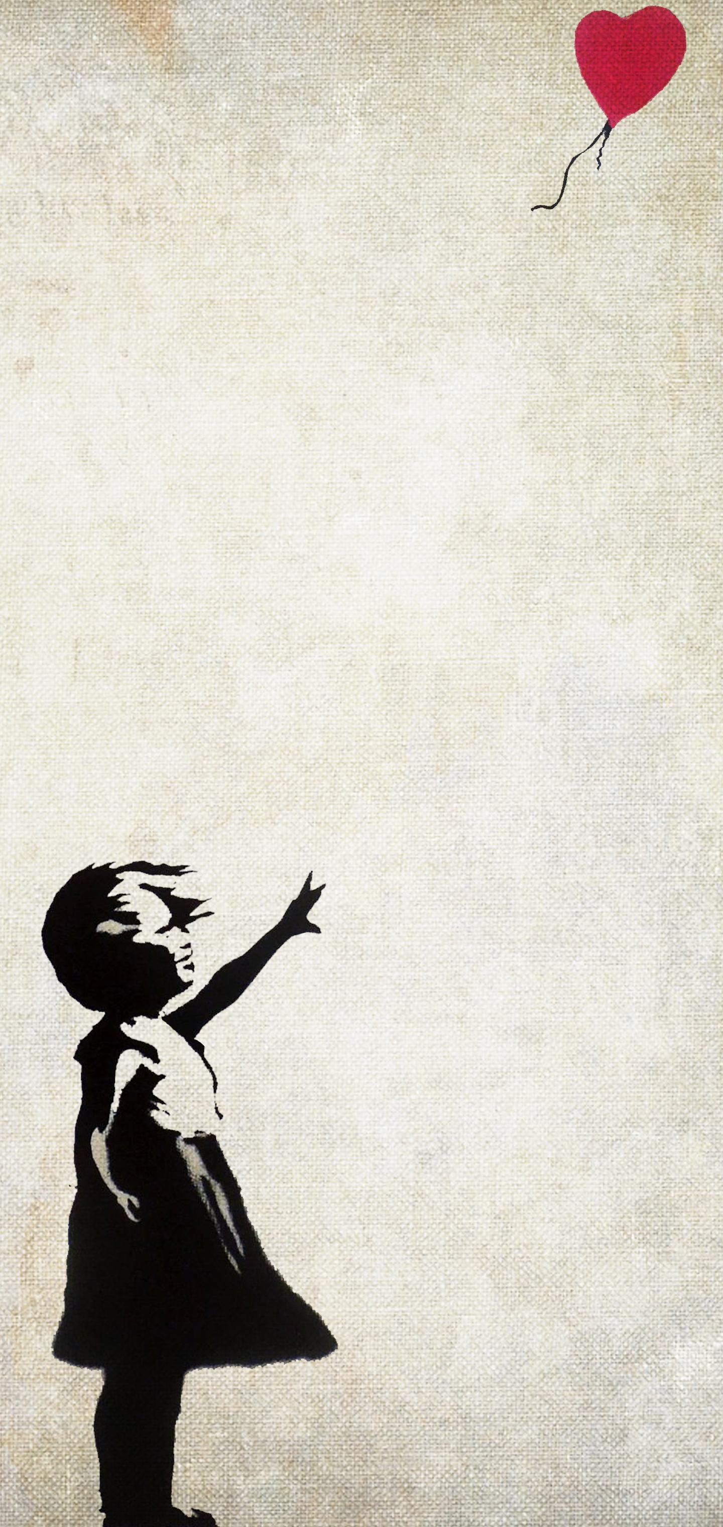 Ragazza con Palloncino Banksy, 1440x3040 Verticale, Telefono