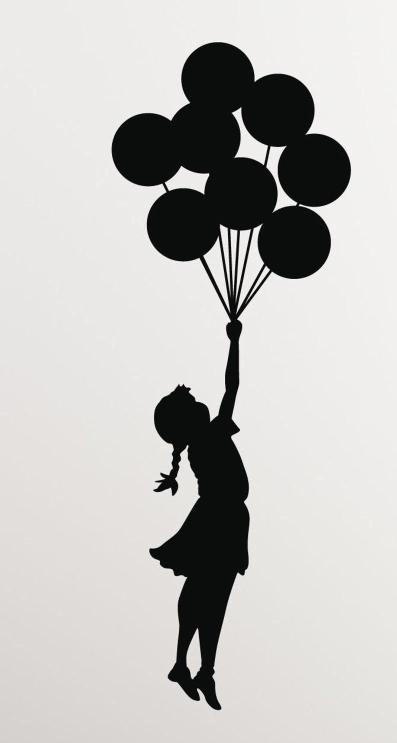 Silhouette ragazza con palloncini Banksy, 794x1486 Verticale, Mobile