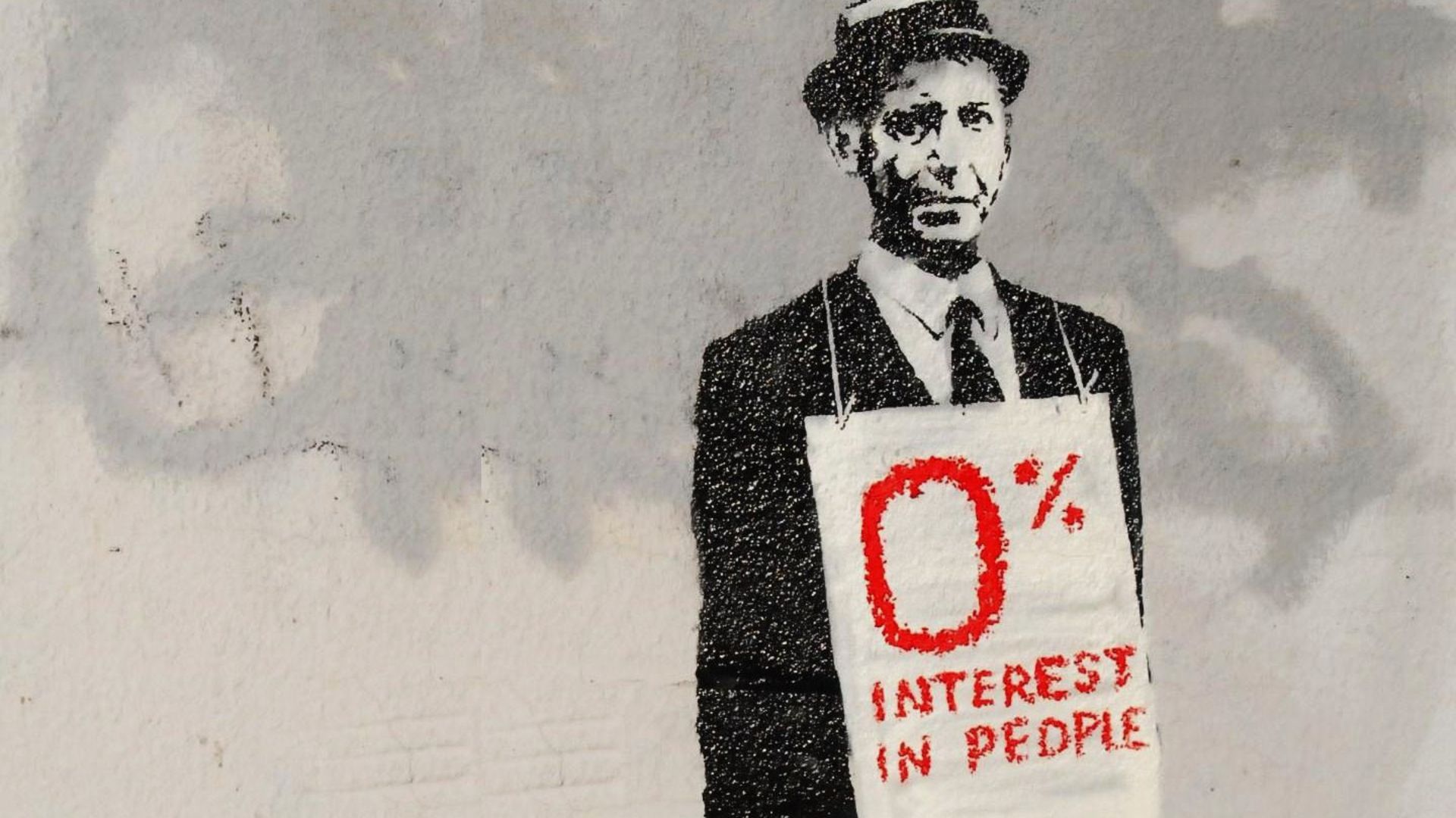 Uomo con cartello Banksy, 1920x1080 1080p, PC Desktop