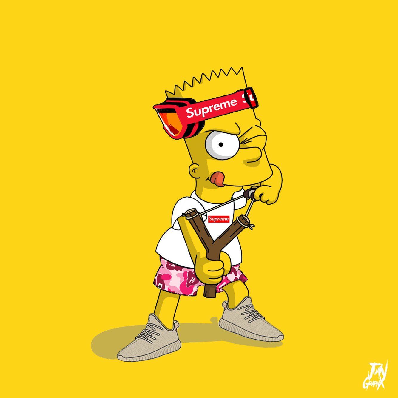 Bart Simpson stile Supreme, streetwear, 1334x1334 720p, Laptop
