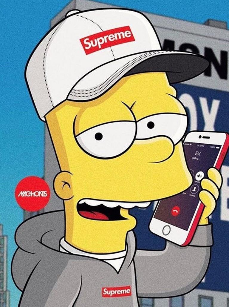 Bart Simpson Supreme cappello, streetwear, 768x1028 Full HD Verticale, Smartphone