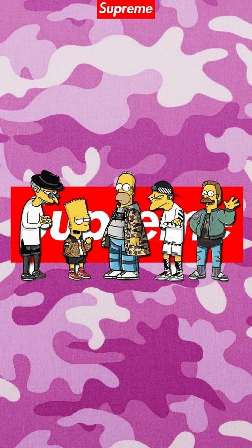 Simpson stile Supreme camo, 846x1502 Verticale, Telefono