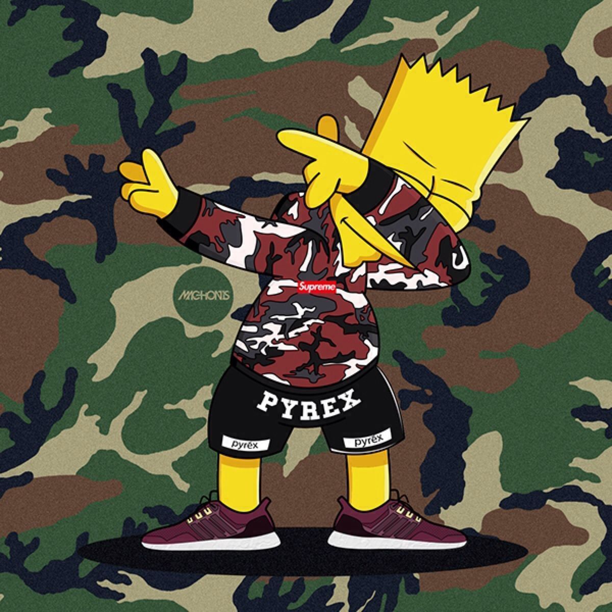 Bart Simpson Supreme camouflage, 1200x1200 HD, PC