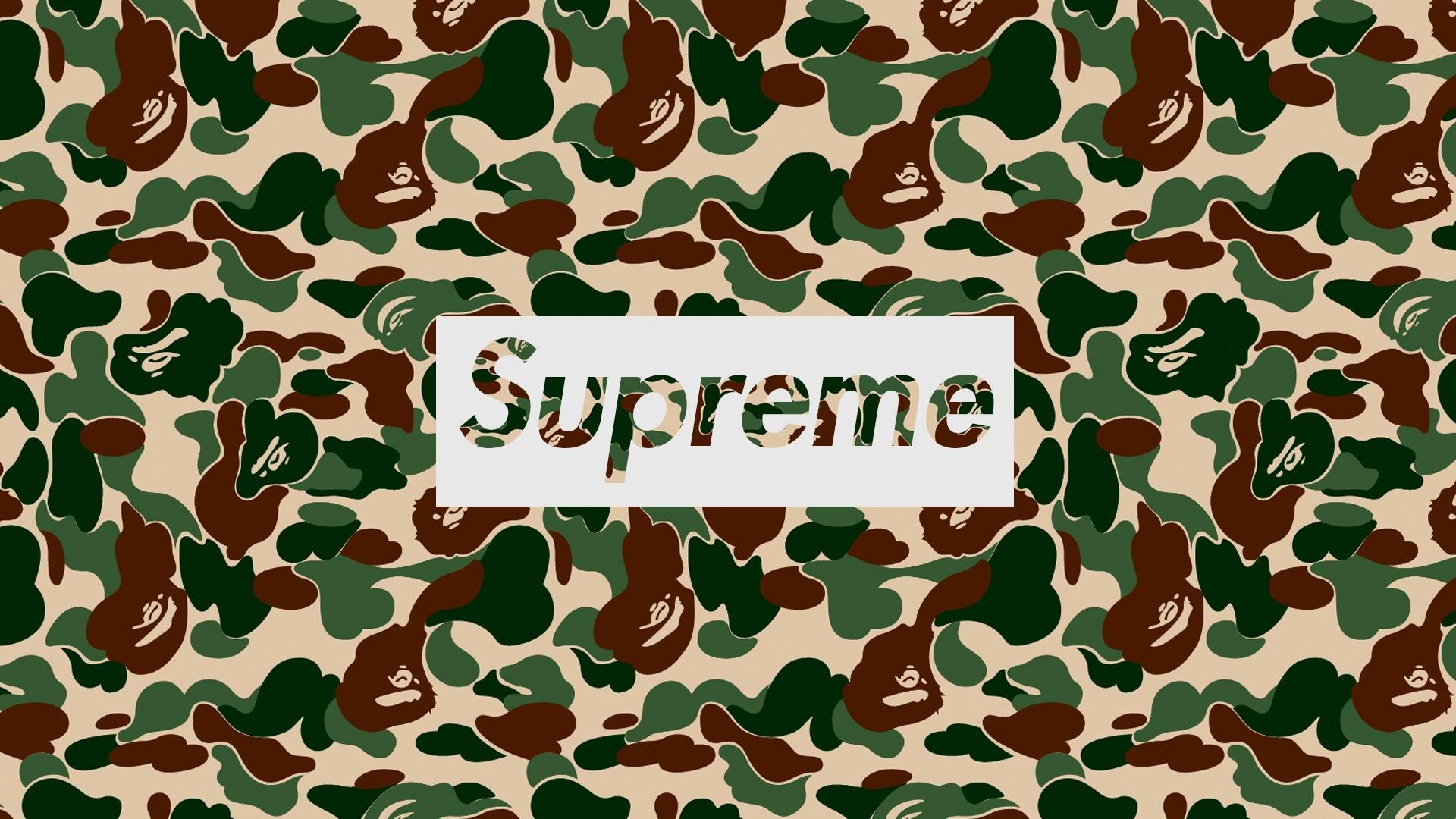 Logo Supreme su camo BAPE, New York, 1920x1080 Full HD 1080p, Laptop