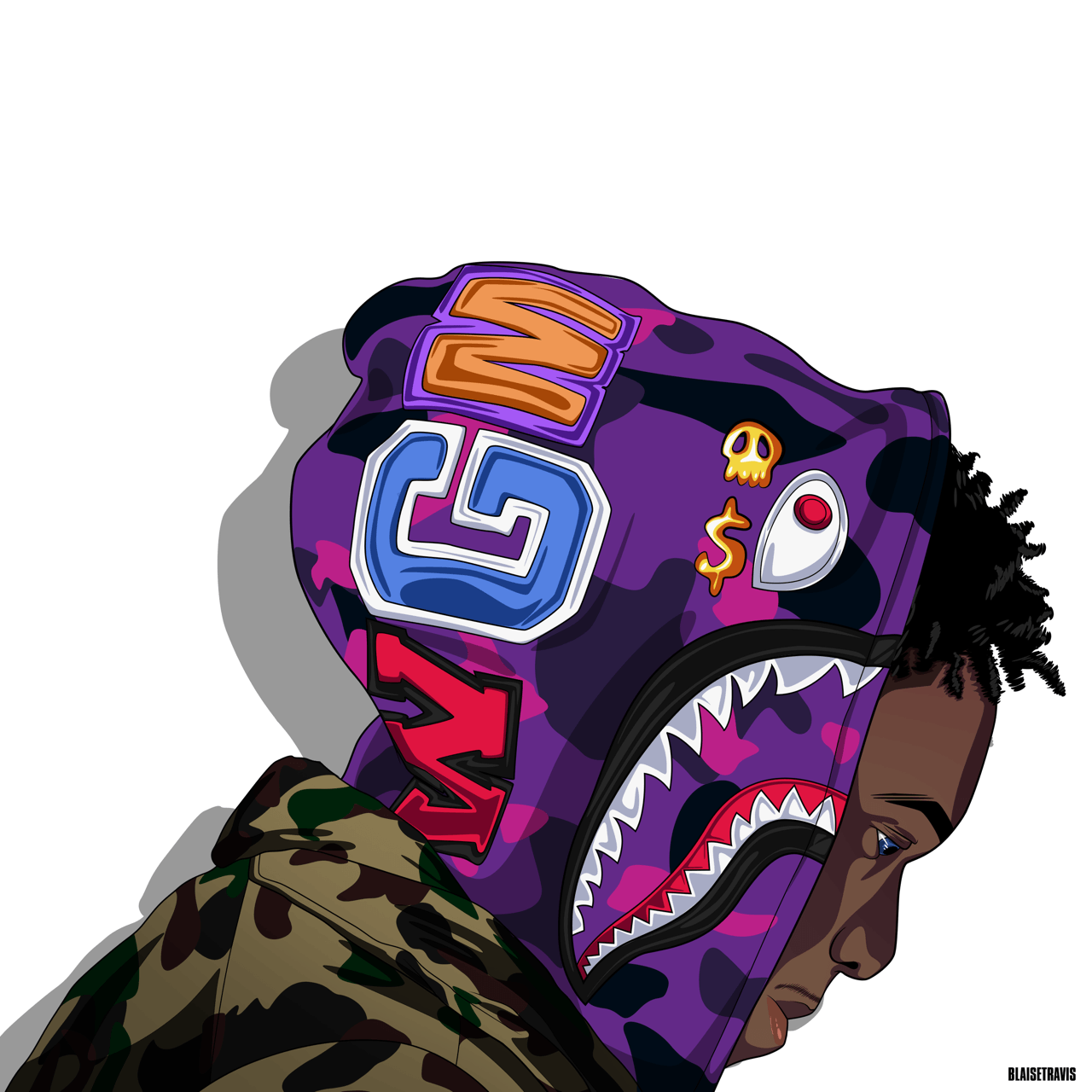 Cappuccio Bape viola cartoon, 1280x1280 720p, Laptop