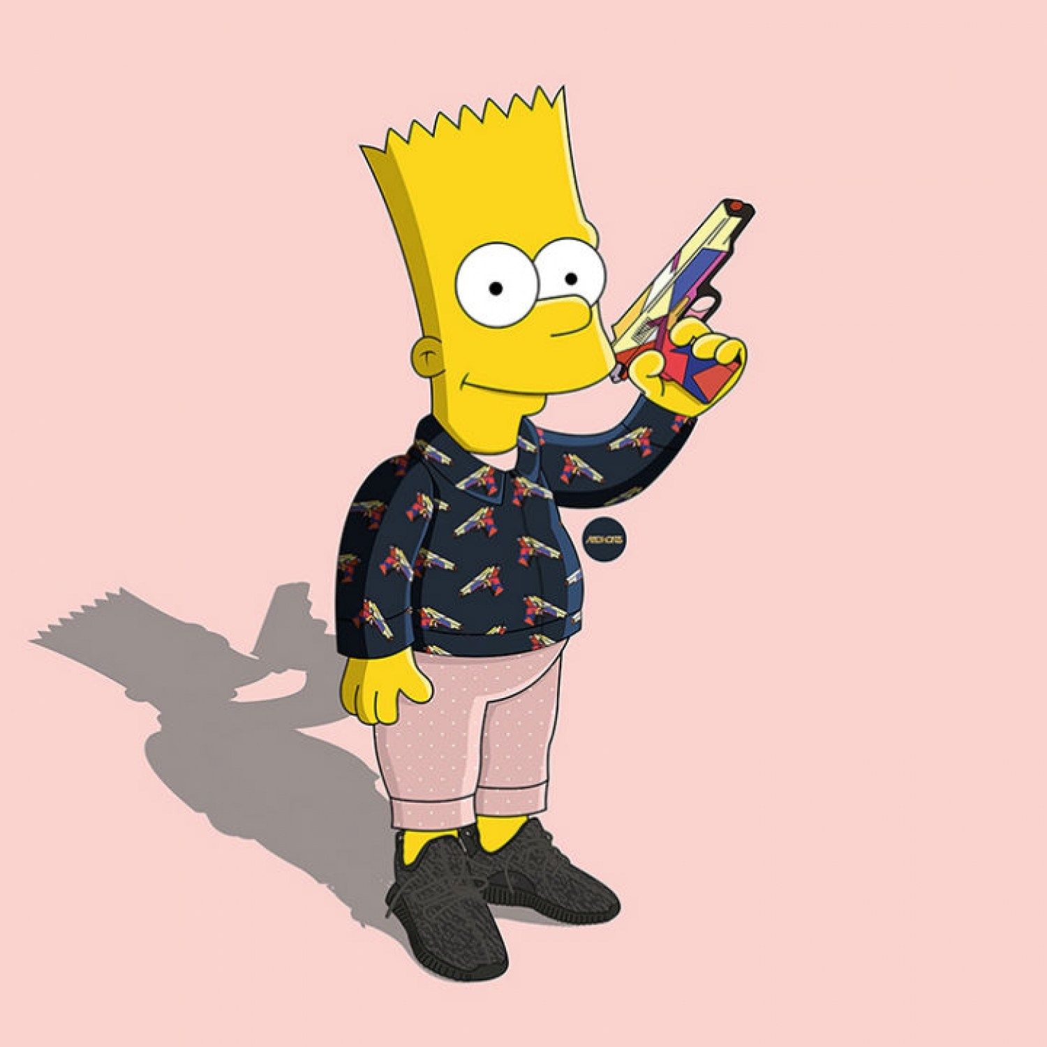 Bart Simpson BAPE rosa, streetwear giapponese, 1500x1500 720p, PC
