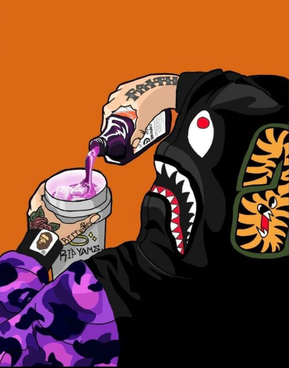 Bape shark hoodie personaggio, 988x1260 Verticale, Telefono