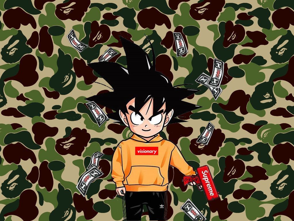 Goku camouflage con dollari, 1024x768 HD, Laptop