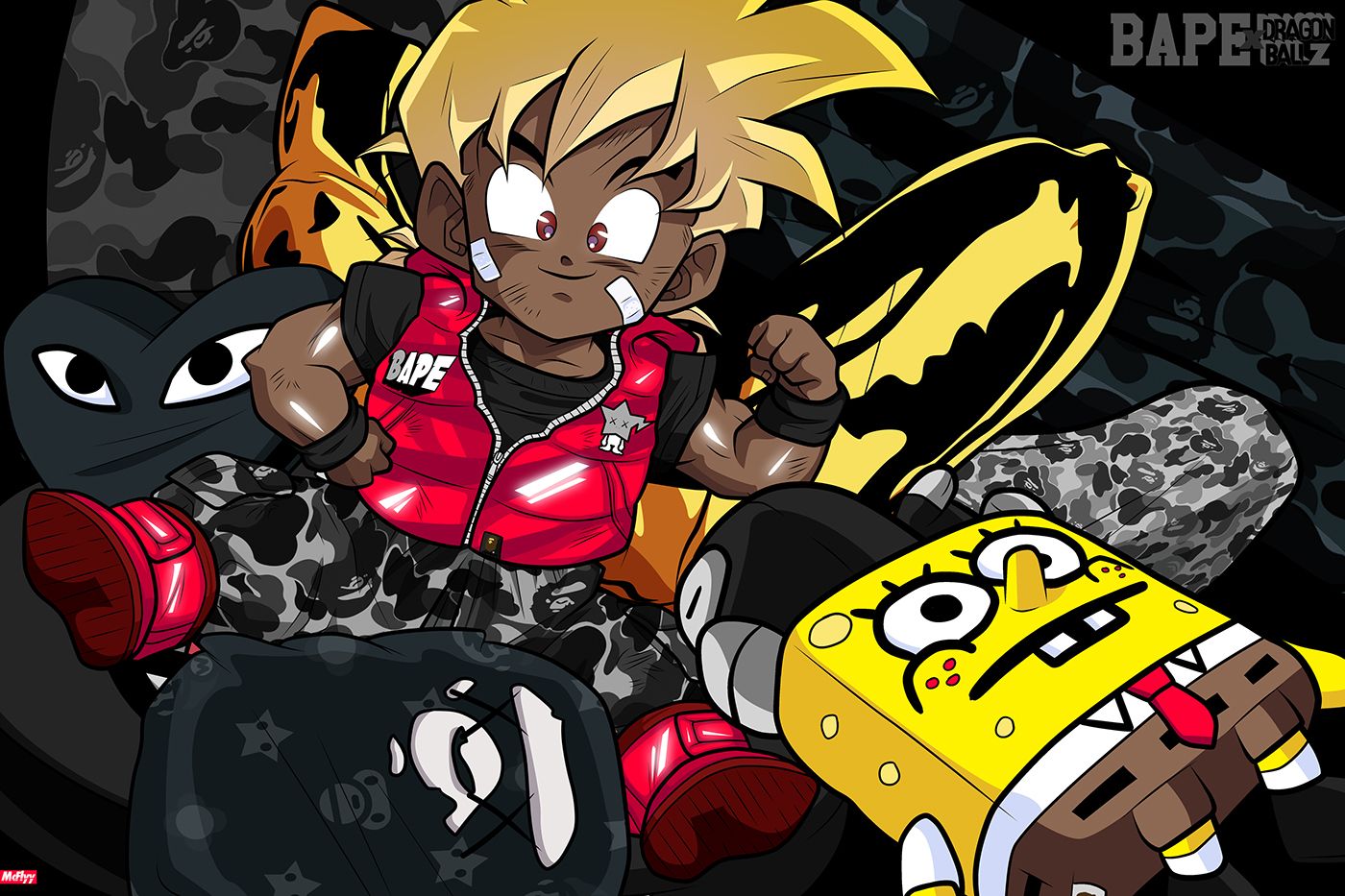BAPE Dragon Ball Z Goku, Saiyan, 1400x933 HD, Desktop