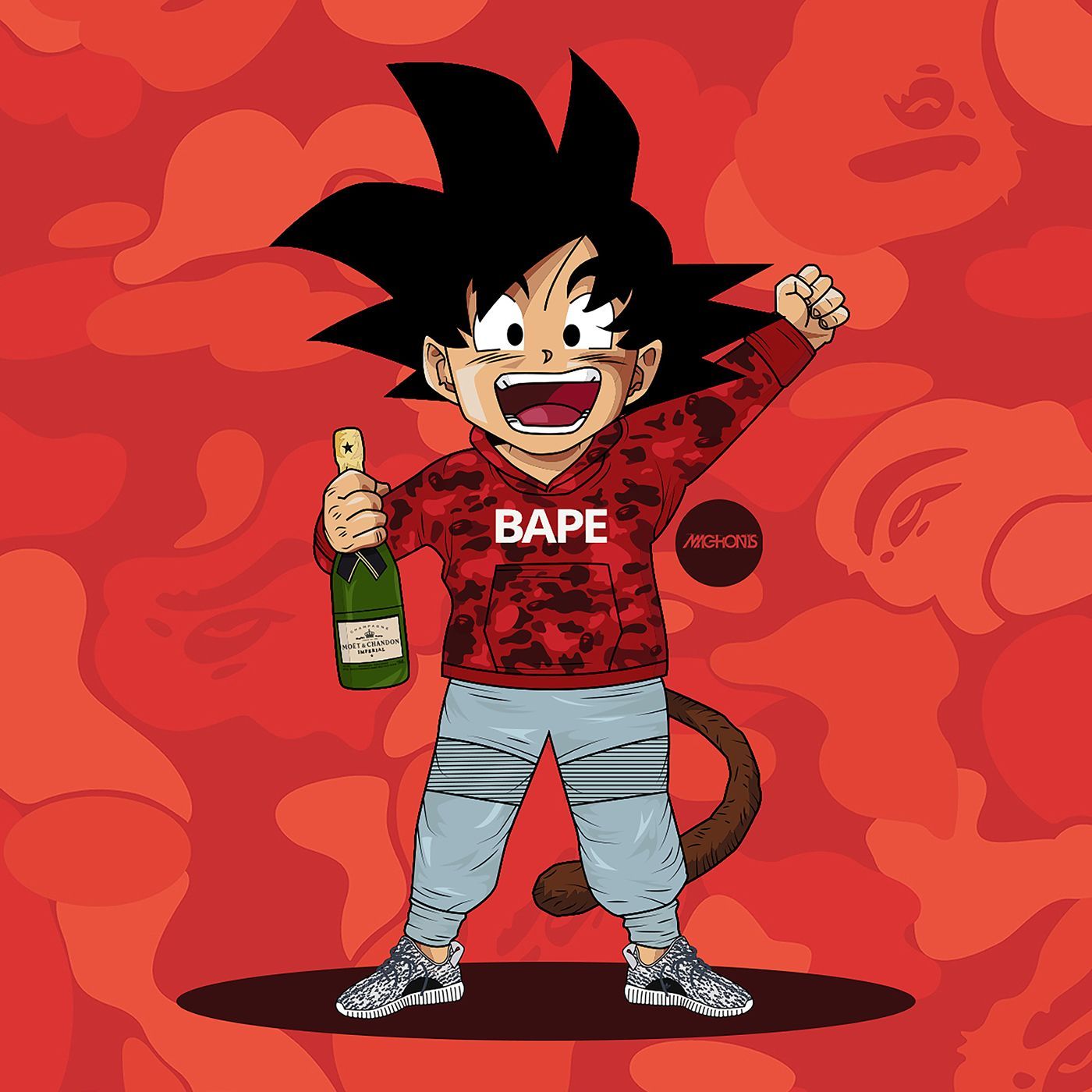 Goku bambino con felpa BAPE, Saiyan, 1400x1400 720p, Laptop