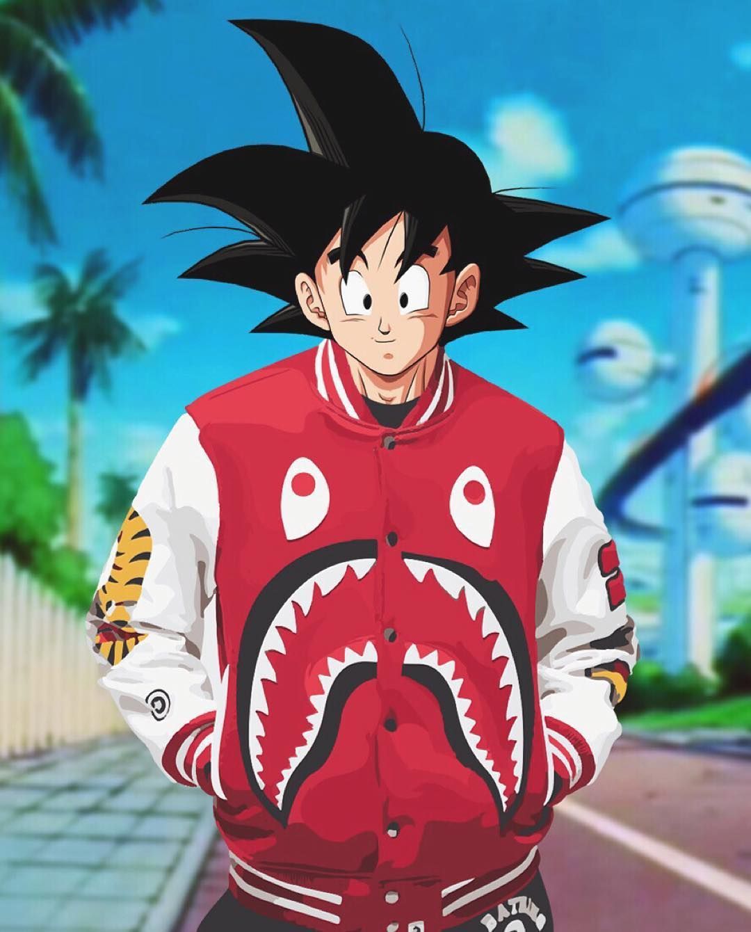 Goku giacca BAPE rossa, Dragon Ball, 1080x1340 Verticale, Mobile
