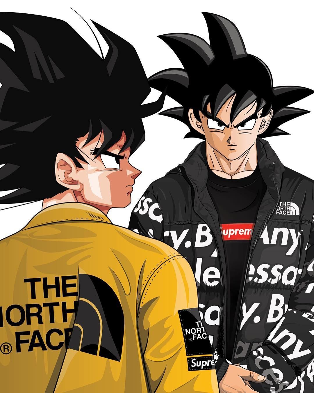 Goku streetwear Supreme North Face, New York, 1080x1350 Verticale, Mobile