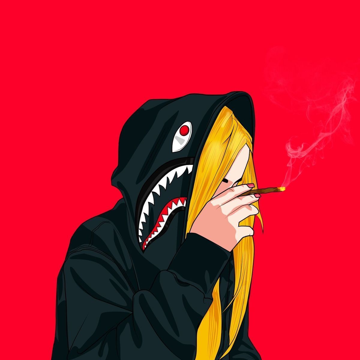 Ragazza cartoon felpa BAPE squalo, A Bathing Ape, 1200x1200 HD, Desktop