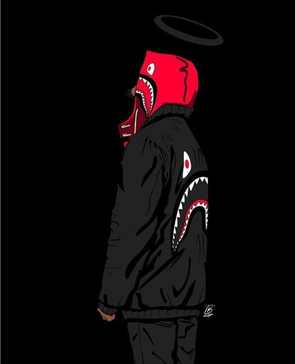 Felpa BAPE Shark con aureola, streetwear giapponese, 1005x1240 Full HD Verticale, Smartphone