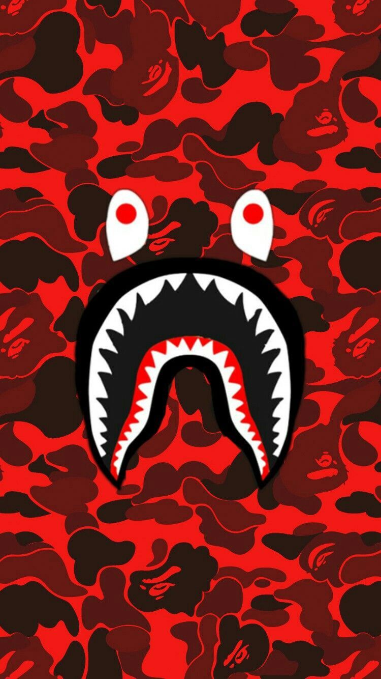 BAPE Shark Face Rosso, A Bathing Ape, 750x1334 Verticale, Mobile