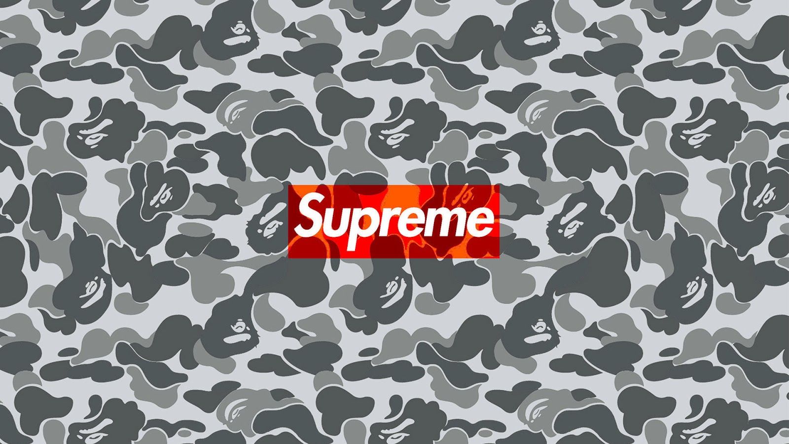 Camo BAPE con logo Supreme, 1600x900 900p, iMac
