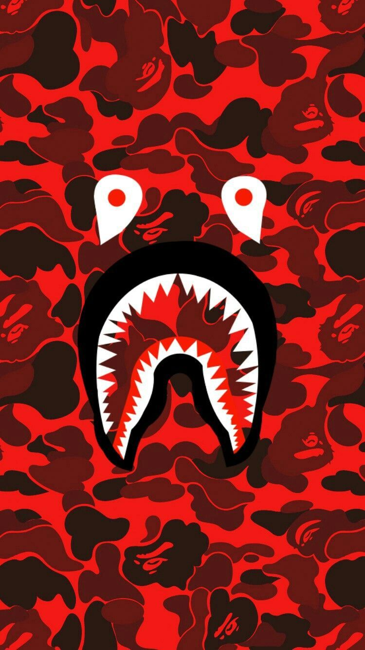 Squalo BAPE camo rosso, streetwear giapponese, 750x1334 Full HD Verticale, iPhone