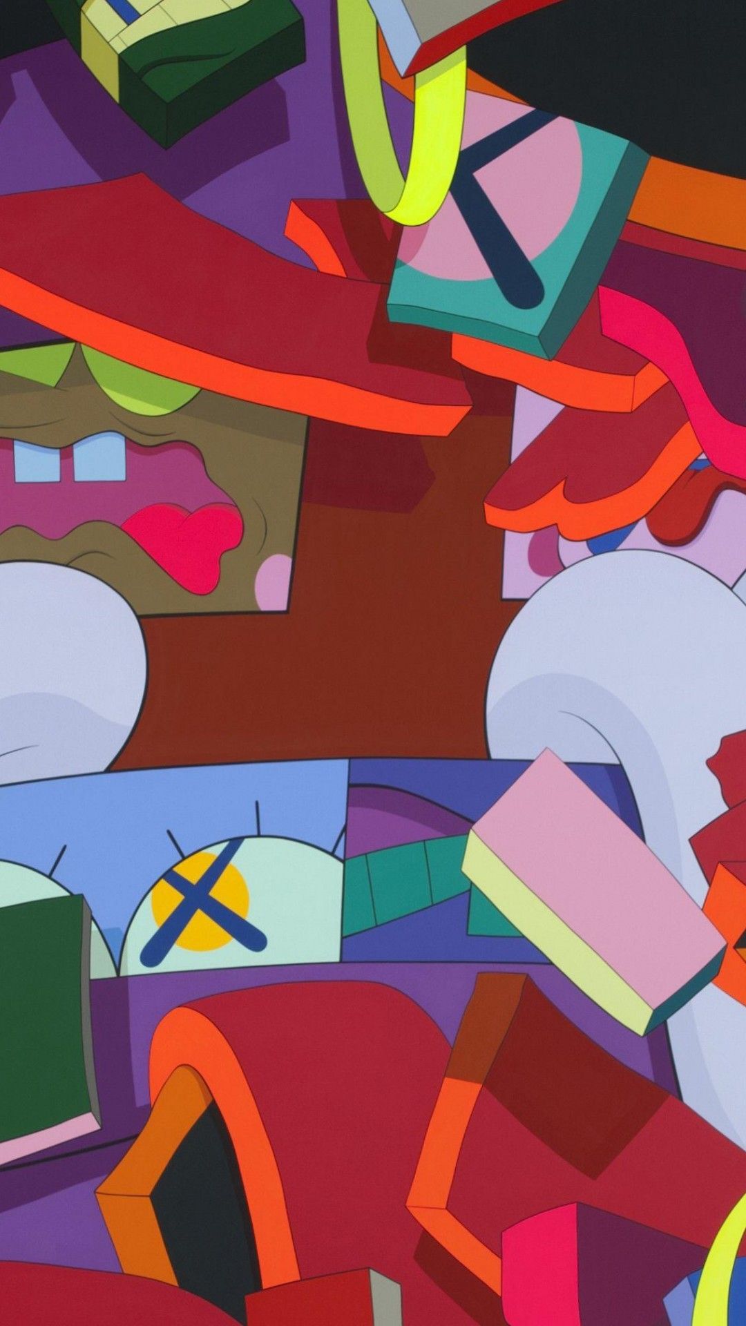 KAWS personaggio astratto colorato, 1080x1920 Full HD Verticale, Samsung Galaxy
