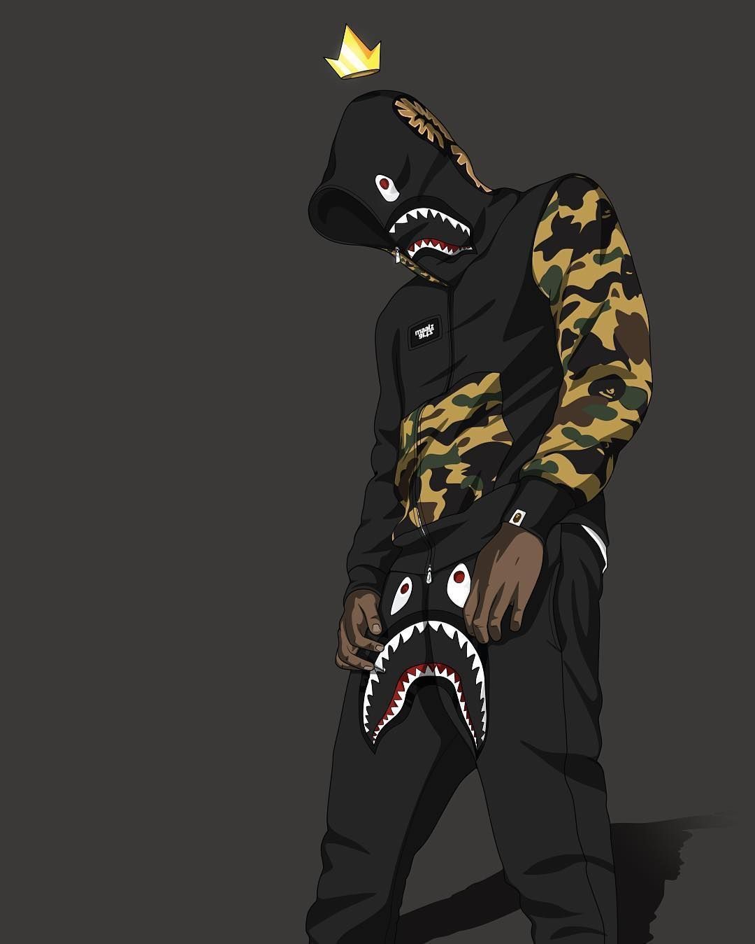 BAPE personaggio squalo nero, 1080x1349 Verticale, Telefono