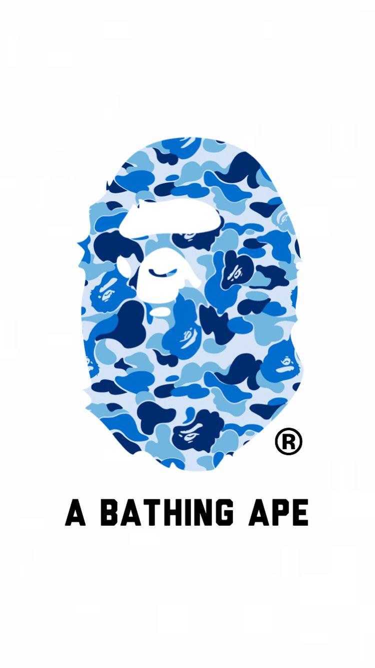 BAPE testa scimmia camouflage blu, streetwear giapponese, 750x1334 Verticale, Mobile