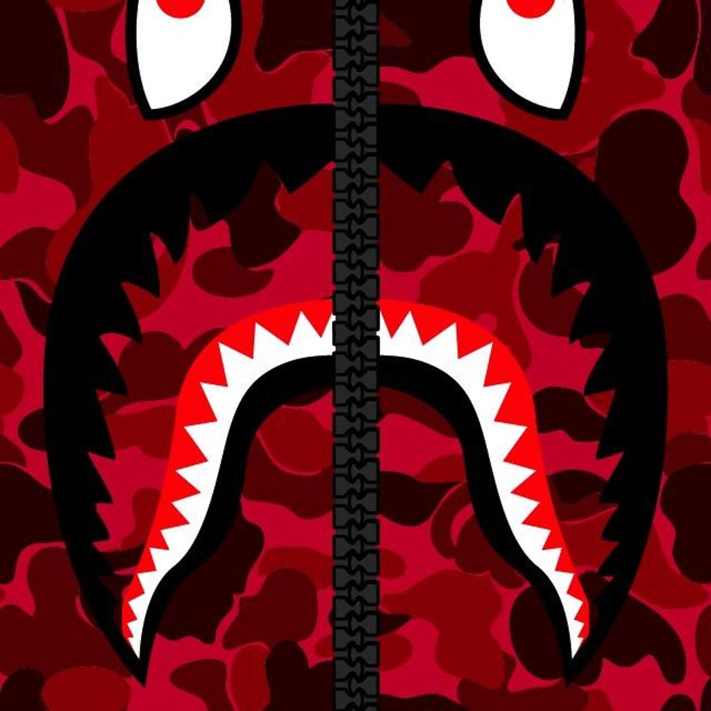 BAPE Shark camo rosso, 1024x1024 HD, Desktop
