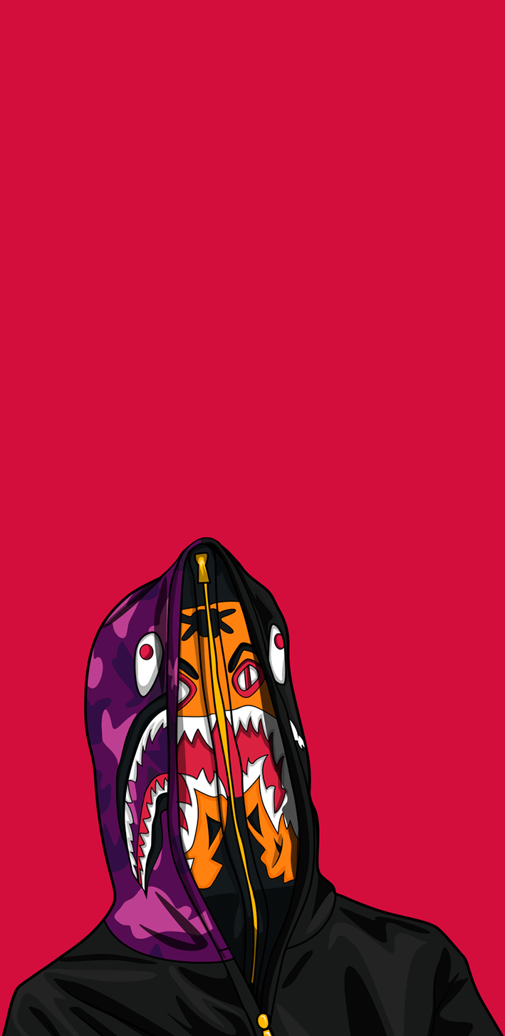 Felpa BAPE Shark, sfondo rosso, 709x1453 Full HD Verticale, iPhone