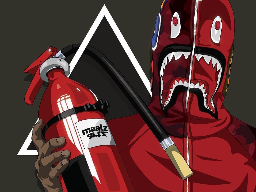 Personaggio Bape shark rosso, 1080x810 HD, Desktop