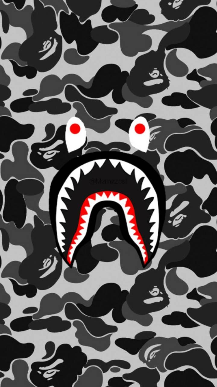 Squalo BAPE camo grigio, 720x1280 Full HD Verticale, iPhone