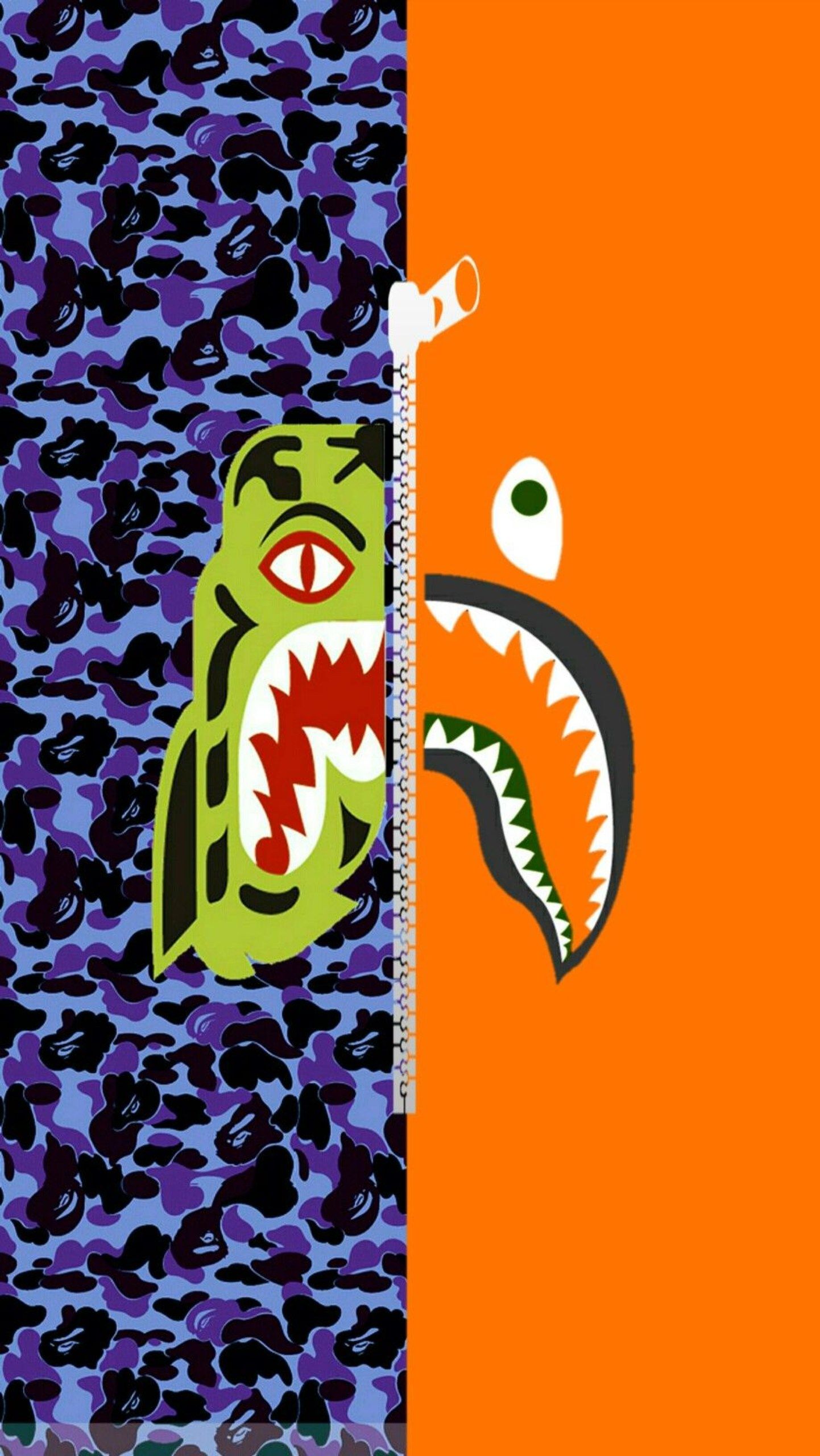BAPE squalo camouflage arancione, 1442x2561 Verticale, Mobile