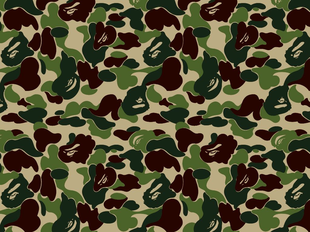 Camouflage BAPE verde marrone, 1024x768 HD, iMac